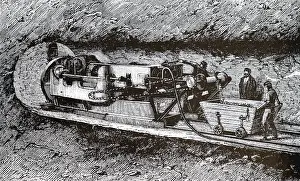 Drill: An engraving depicting Beaumont's drilling machine