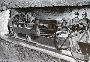 Drill: An engraving depicting Beaumont's drilling machine