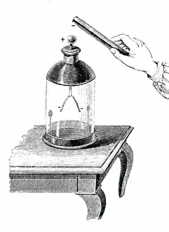 Electroscope: Engraving depicting Bennett's gold leaf electroscope