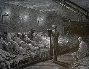Smithfield: An engraving depicting a bible reader in the men's dormitory