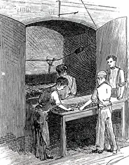 Southwark: An engraving depicting biscuits going into the