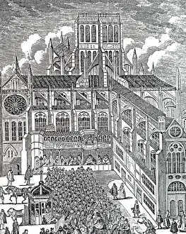 Preach: An engraving depicting the Bishop of London preaching