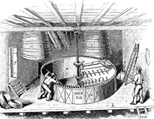 Boiling: An engraving depicting the boiling and crushing of grain