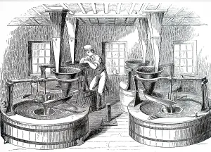 Grain: An engraving depicting the boiling and crushing of grain