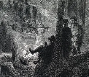 Boiling: An engraving depicting the boiling of maple sap
