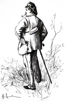 Sorbonne: An engraving depicting Botany Student on a field