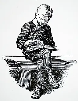 Stockport: Engraving depicting a boy learning to read in Sunday School