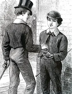 Sweets: An engraving depicting a boy sharing his sweets