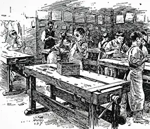 Carpentry: Engraving depicting boys at work in the carpentry shop