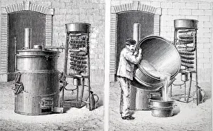 Brandy: An engraving depicting a Brandy distillery
