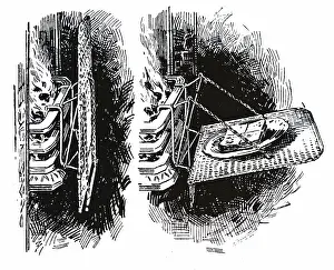 Grate: Engraving depicting a brass mesh fire guard