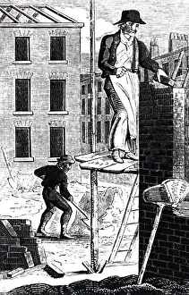 Bricklayer: An engraving depicting a bricklayer