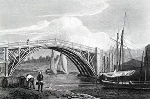 Worcester: An engraving depicting the bridge at Stourport