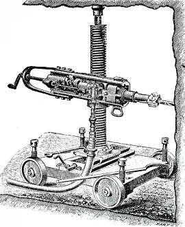 Drill: An engraving depicting Burleigh's rock drill
