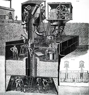 Construct: An engraving depicting a caisson