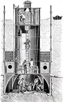 Wain: An engraving depicting a caisson
