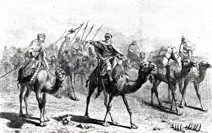 Points: Engraving depicting a camel caravan
