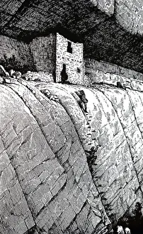 Accommodation: An engraving depicting a cave dwelling