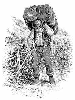 Charcoal: An engraving depicting a charcoal carrier