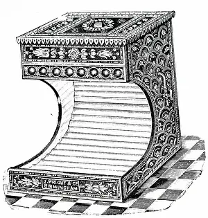 Heating: Engraving depicting the Cheerful gas fire