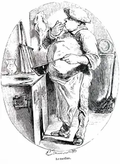 Chef: An engraving depicting a chef tasting his cooking