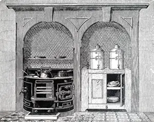 Addition: An engraving depicting a circular fronted stove