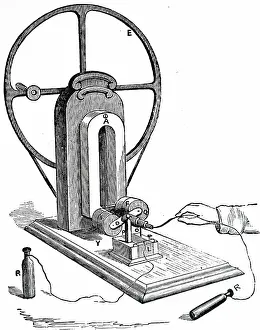 Generator: Engraving depicting Clarke's hand-powered generator