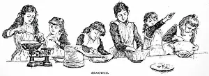 Boarding: Engraving depicting a class of girls