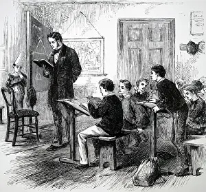 Preparatory: Engraving depicting a classroom