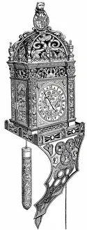 Boleyn: An engraving depicting a clock given by Henry VIII