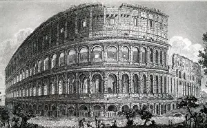 Gladiator: An engraving depicting the Colosseum