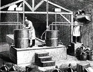 Explosives: An engraving depicting commercial production of