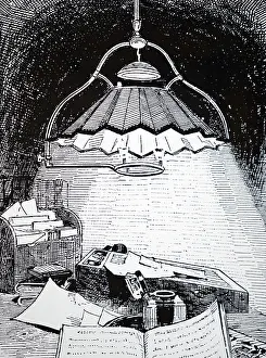 Fitting: An engraving depicting a conical reflecting shade