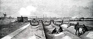 Drain: An engraving depicting the construction of the