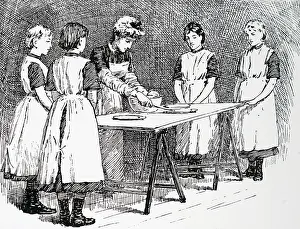 1702: Engraving depicting a cooking class at the Ladies