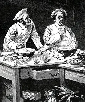 Cooks: An engraving depicting cooks using custard powder