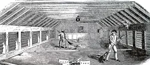 Grain: An engraving depicting the cooling floor in a distillery