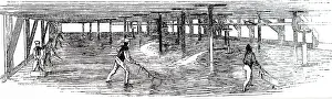 Grain: An engraving depicting the cooling floor in a distillery