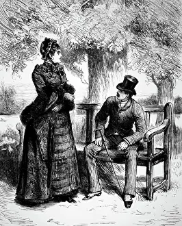 Barnard: Engraving depicting a couple talking in a park