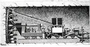 Drilling: An engraving depicting Crampton's drilling machine