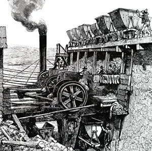 Crush: Engraving depicting the crushing of caliche