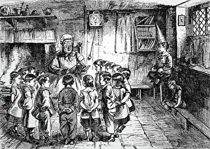 Dunce: Engraving depicting a Dame school classroom