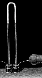 Cups: Engraving depicting Davy's experiment with a mercury