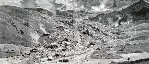 Erupted: An engraving depicting the destruction of the