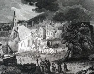 1755: An engraving depicting the destruction of Lisbon