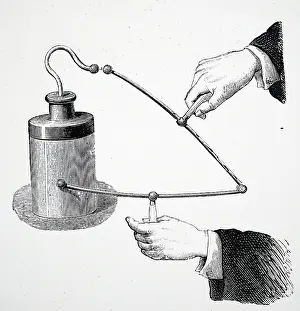Generator: Engraving depicting the discharging of a Leyden Jar