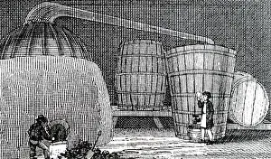 1823: An engraving depicting a distillery, in Edinburgh