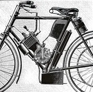 Petrol: An engraving depicting Durey's motorcycle