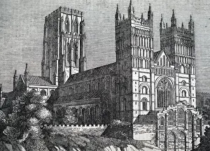 Durham: An engraving depicting Durham Cathedral