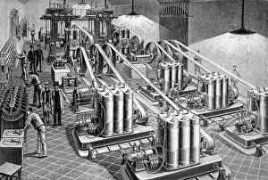 Edison: Engraving depicting Edison generators installed